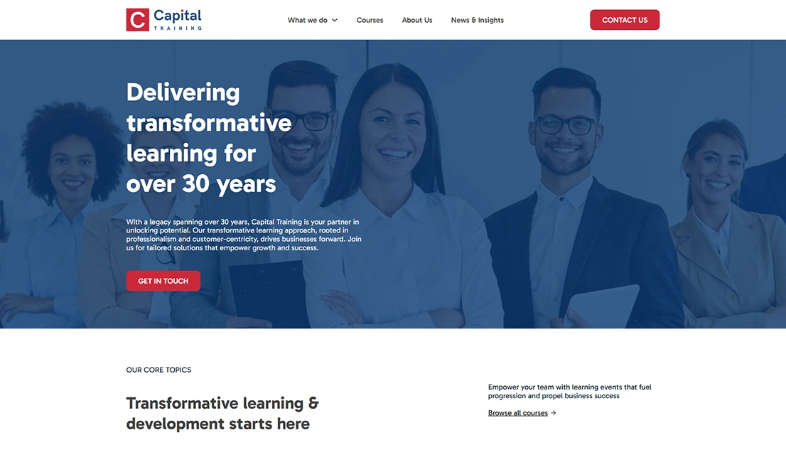 Capital Training Website Screenshot