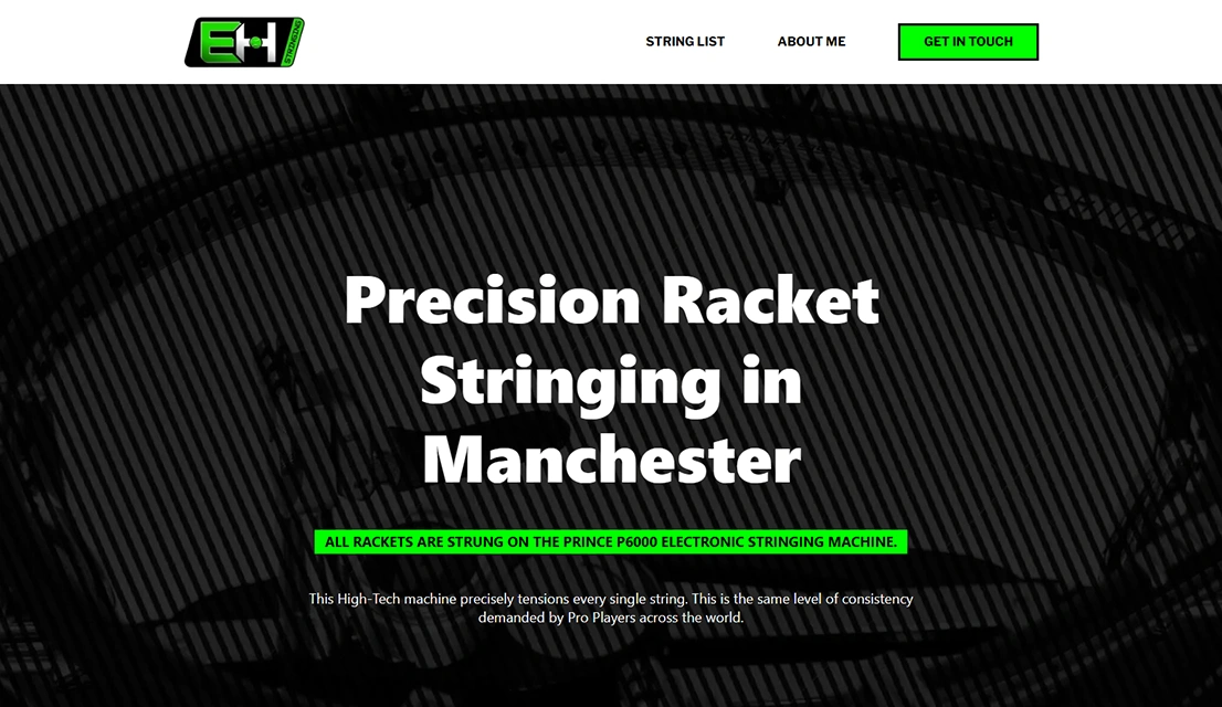 EH Stringing website screenshot